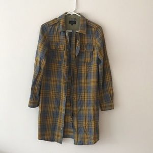 A.P.C. Yellow & Blue Plaid Flannel Shirt Dress